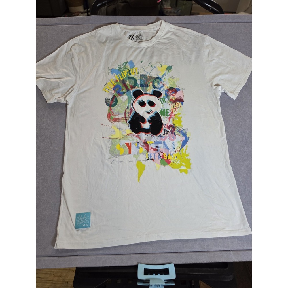 Bleecker & Mercer Mens 2XL XXL T-Shirt White Short Sleeve Straight Fire Art